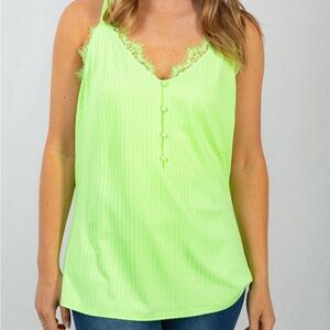 BNWOT - neon green lace cami
